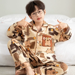 男童睡衣春秋纯棉长袖儿童可爱卡皮巴拉套装男孩2026新款家居服夏