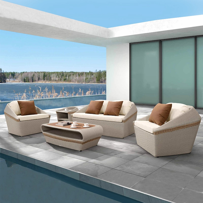 Combinación de sofá al aire libre de alta calidad villa ocio sofá al aire libre de ratana jardín al aire libre patio muebles de casa modelo