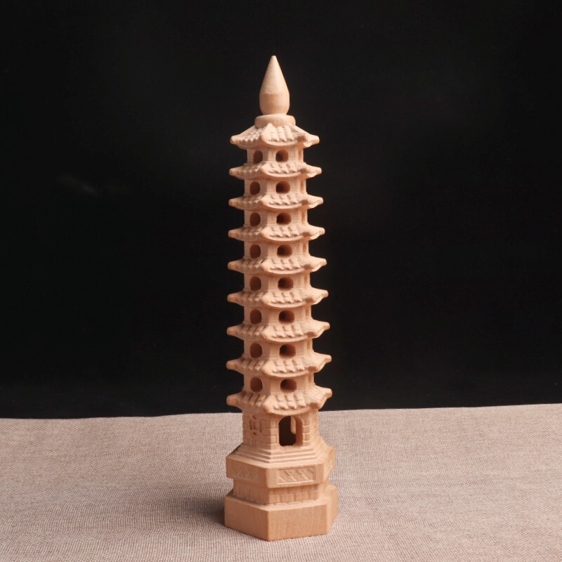 Feicheng ピーチウッド文昌塔彫刻工芸品 9 層 11 層中空文昌塔木製品無垢材書斎装飾品|undefined