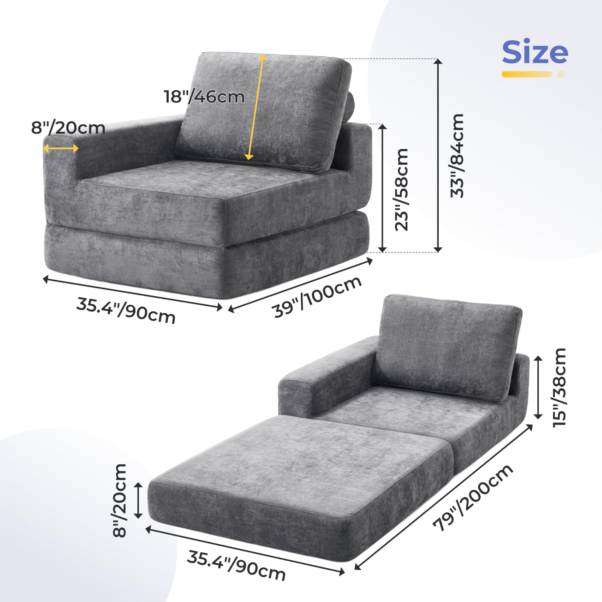 Amazon sofá cama plegable para dormir se puede acostar en la sala de estar sofá individual 32D sofá de piso de esponja de compresión