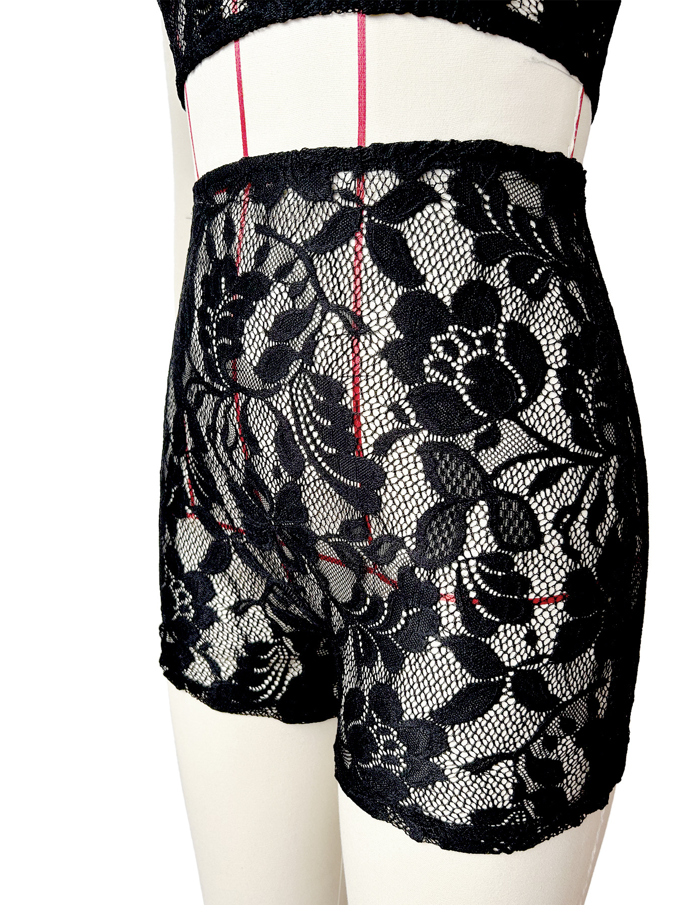 Women Clothing Sexy Semi Transparent Lace Tube Top Shorts Two Piece Set