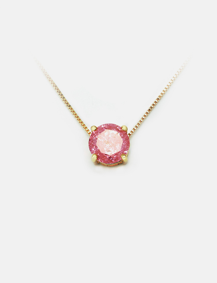 Fashion Pink Zircon Pendant Gold-plated Necklace Wholesale display picture 5