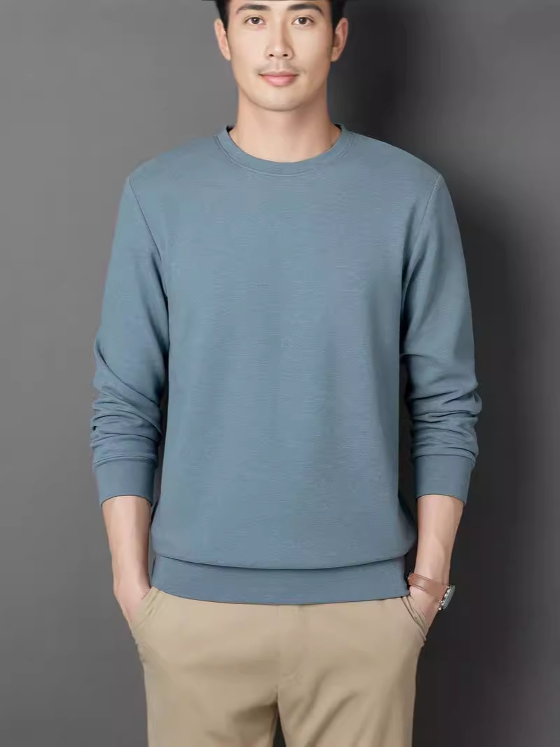 Autumn Winter New Product De Velvet Round Neck Sweatshirt Dad Outfit Men Middle-Aged And Elderly Loose Long-Sleeved_voghion.com