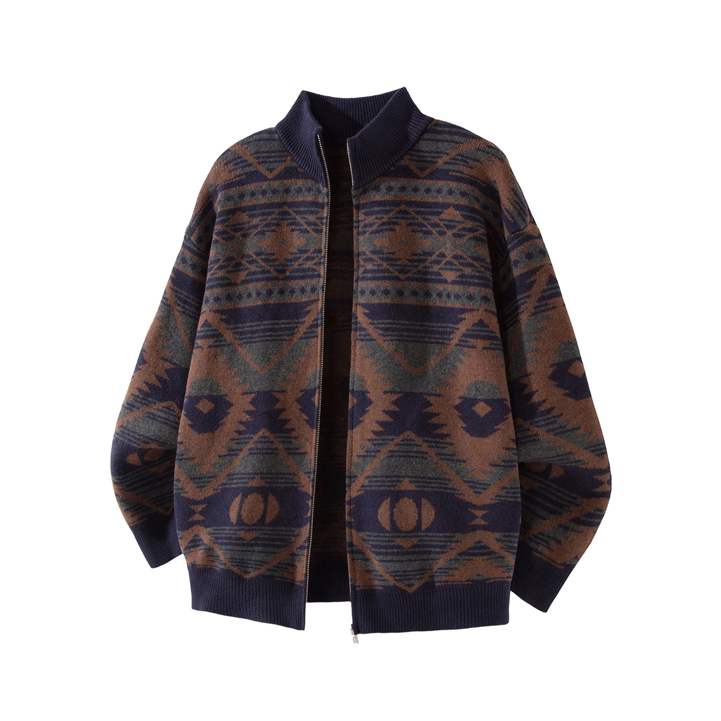 Gilet cardigan jacquard style ethnique décontracté pour homme, collection automne tendance, color-block, prix avantageux 159_voghion.com