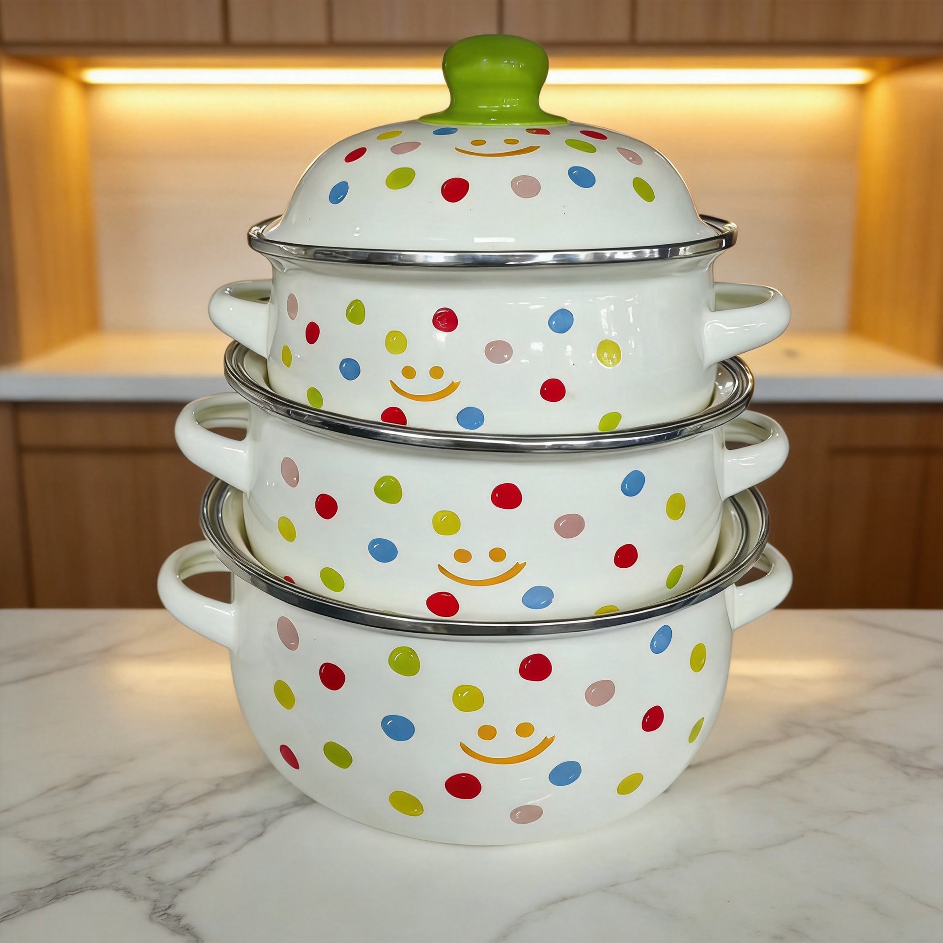 Thickened enamel pot, milk pot, double-handled pot, soup pot, stew pot, double-handled lard can, storage jar, seasoning jar, foreign trade