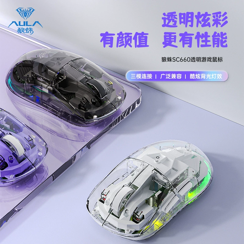Беспроводная мышь Wolf Spider SC660 с поддержкой Bluetooth, трехрежимная, прозрачная, для игровых ноутбуков, Amazon AliExpress