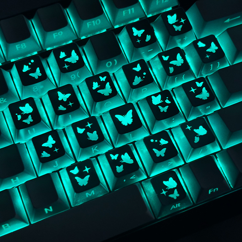 Hot-Selling Heart Butterfly 21 Keys Original Height Side-illuminated Magnetic Switch Mechanical Keyboard DIY Modification Keycaps_voghion.com