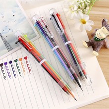 透明6色圆珠笔创意多色笔生产多色笔6色圆珠笔多色笔奖品签字笔
