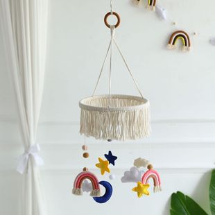 ins Decorative Nordic Hand-Woven Rainbow Crib Rattle Bed Bell Children's Room Decorative Hanging Ornament