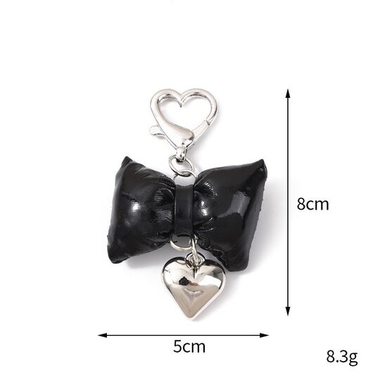 Creative New Leather Bow silver Love Pendant Keychain Pendant Couple Cute Bag Hanging Ornaments Wholesale