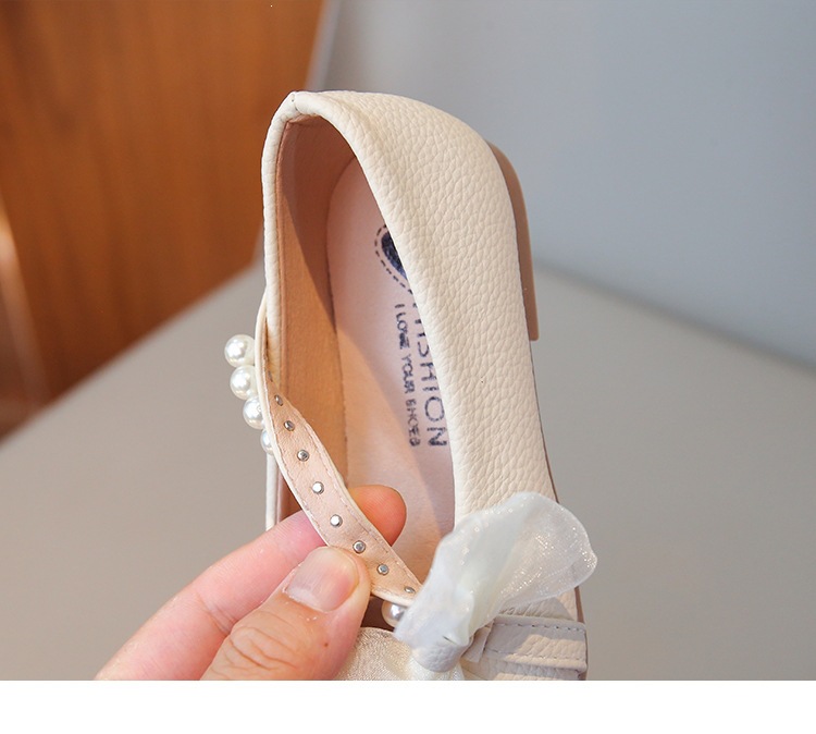 Mädchen Leder Slipper Mit Perlen Schleife Und Weicher Sohle_voghion.com