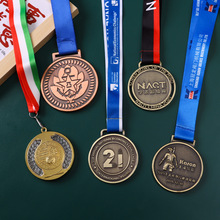 跨境金属奖牌定制马拉松运动会比赛奖牌浮雕金属纪念章定做logo