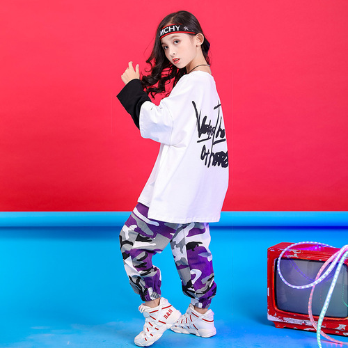 Children's Hip Hop Street Dance Suit for Boys, Stylish Trendy Outfit for Individual Girls, Hiphop Jazz Dance Performance Costume