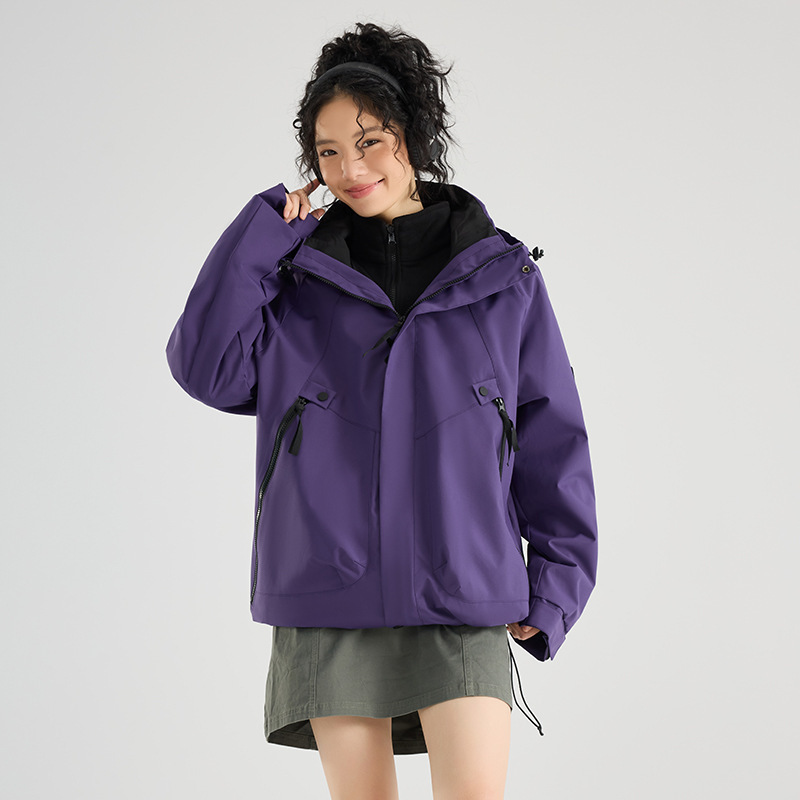 冲锋衣男三合一冲锋衣女两件套防风防水保暖外套宽松版大码登山服|undefined