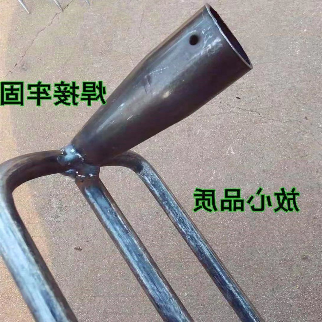 Agricultural thick manganese steel three-tooth harrow for digging peanuts, old-style sweet potato digging harrow, grass gathering, plowing, and soil turning
