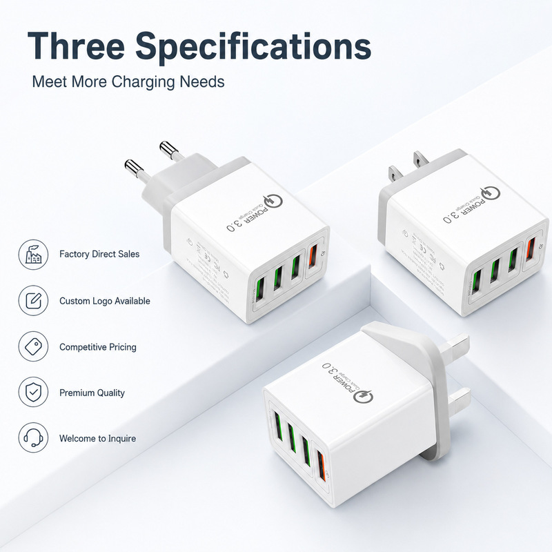 QC3.0 4USB fast charging mobile phone charger 4.1A multi-port US, European and British regulations travel charger charging head