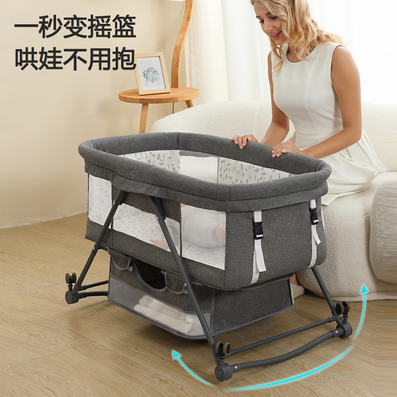 Cuna portátil plegable Cuna Cama con rodillo móvil cama de bebé BB dormir recién nacido cama de empalme