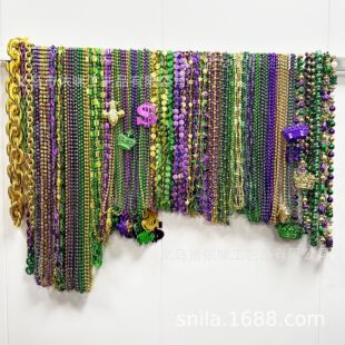 Cross Border Mardi Gras Necklace New Orleans Festival Decorative Bead Chain Holiday Party Plastic Bead Necklace Party Party