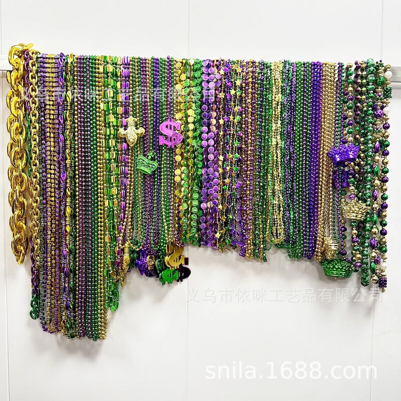 Cross Border Mardi Gras Necklace New Orleans Festival Decorative Bead Chain Holiday Party Plastic Bead Necklace Party Party Cross Border Mardi Gras Necklace New Orleans Festival Decorative Bead Chain Holiday Party Plastic Bead Necklace Party Party