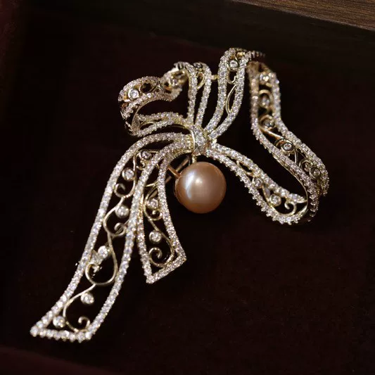 ПRetro изящная брошь с бантом, булавка из жемчуга, европейский стиль