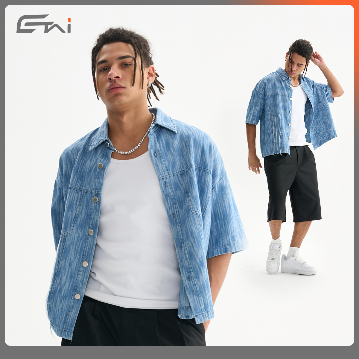 ETAI Hombre| Fashion Street Fashion Retro Jeans Old Man Short