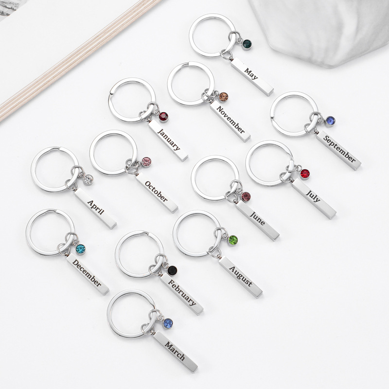 Letter Pattern Unisex Gender Simple Style Letter 201 Stainless Steel Inlay Birthstone Unisex Unisex Keychain