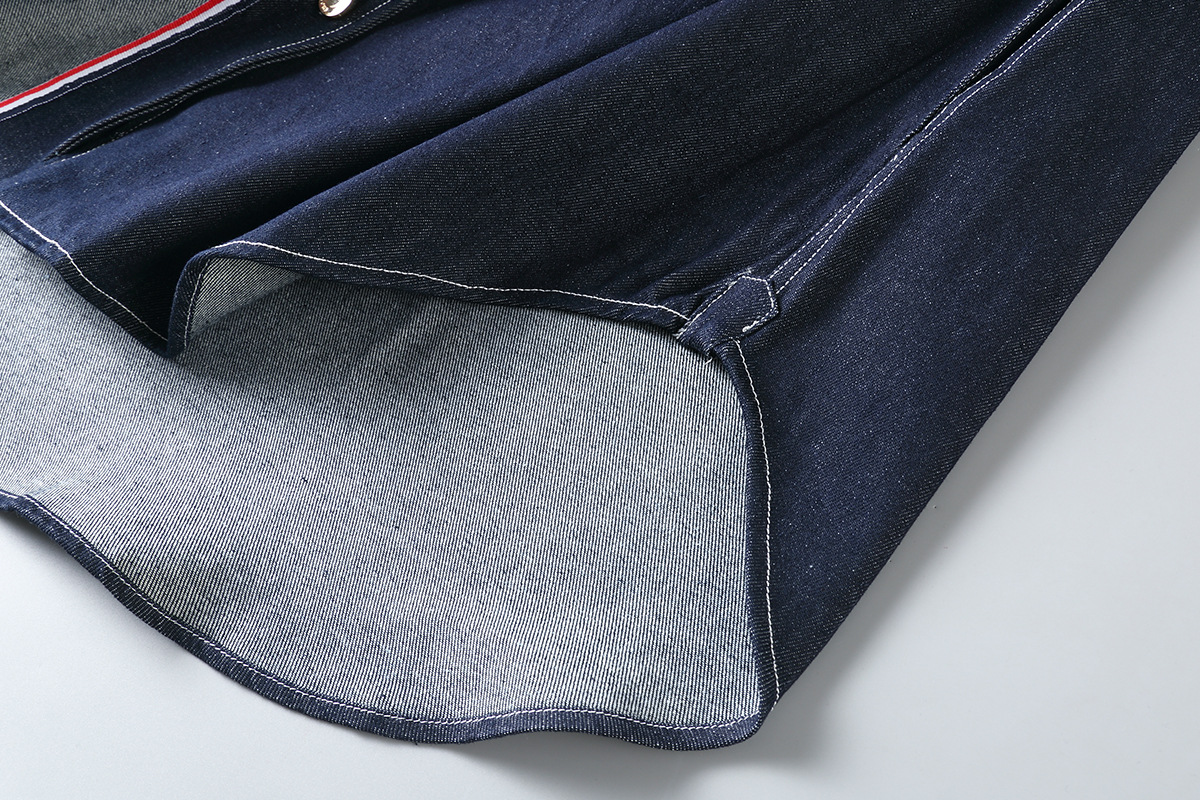 Vintage Wide-fit Patchwork Denim Shirt For Men Double Sleeve Ribbon_voghion.com