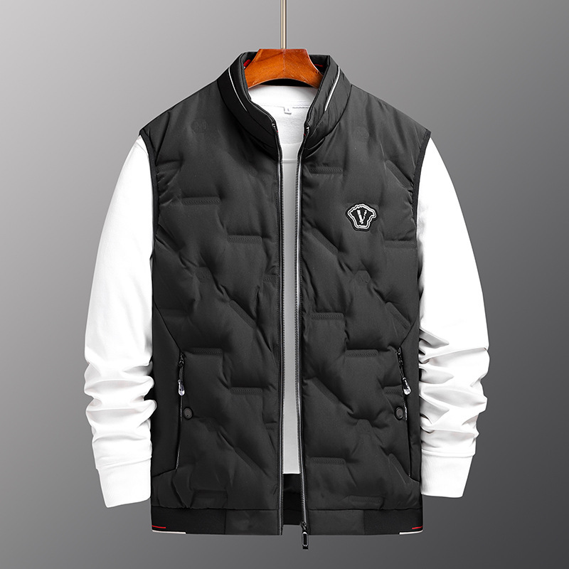 Down Vest Men's Autumn and Winter New Casual Removable Hooded Warm Vest Solid Color Vest Men's Fashionable Jacket