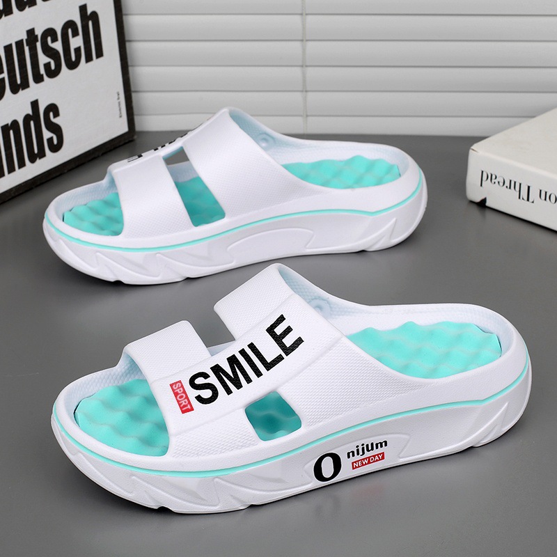 Zapatillas de hombre 2025 verano nuevo estilo casero masaje de pies estilo pareja suela blanda deportes sandalias y zapatillas de playa transfronterizas
