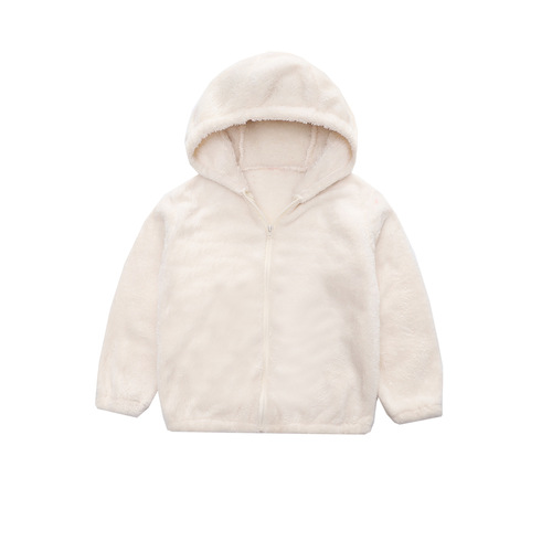 Children's Fleece Jacket for Autumn and Winter - Unisex Hooded Zip-Up Wool Sweater Top for Big Kids - Casual Warm Outerwear