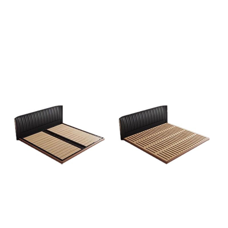 Conchas de cuero de lujo ligero, estilo antiguo, dormitorio principal minimalista, cama doble simple, cama doble de fresno, cama negra