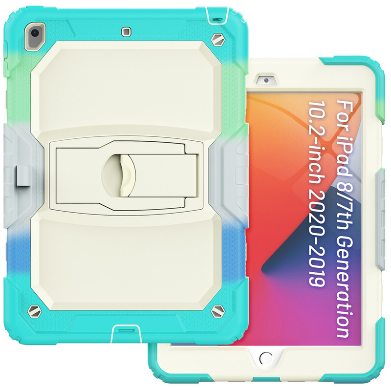 Contrast Color Silicone Strap Suitable for iPad 10.2 2020 Tablet Case iPad Air4 Pc Stand Anti-Fall Back Case