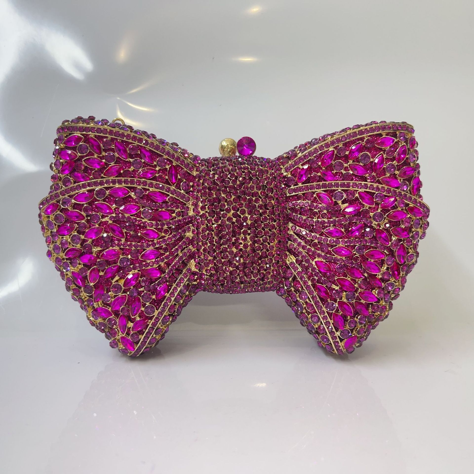 Bow cristal embrague de arco transfronterizo bolsas de cena de diamantes perforadas bolsas de mano de diamantes llenas bolsas de banquete