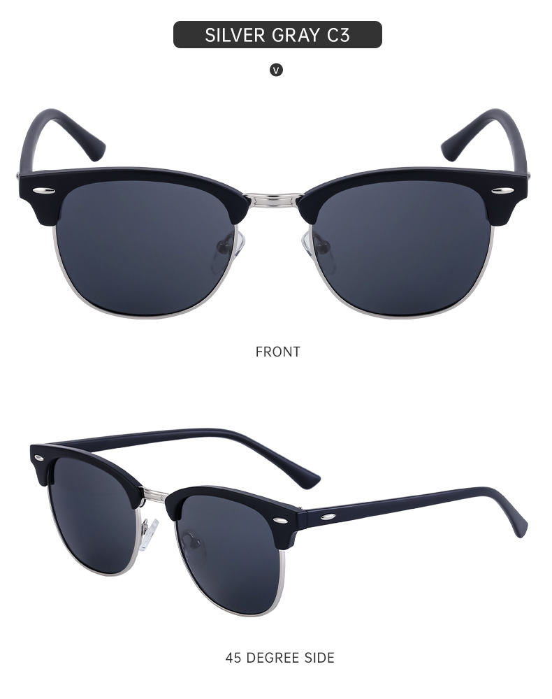 Polarized Sunglasses For Men And Women Retro Style Half Frame_voghion.com