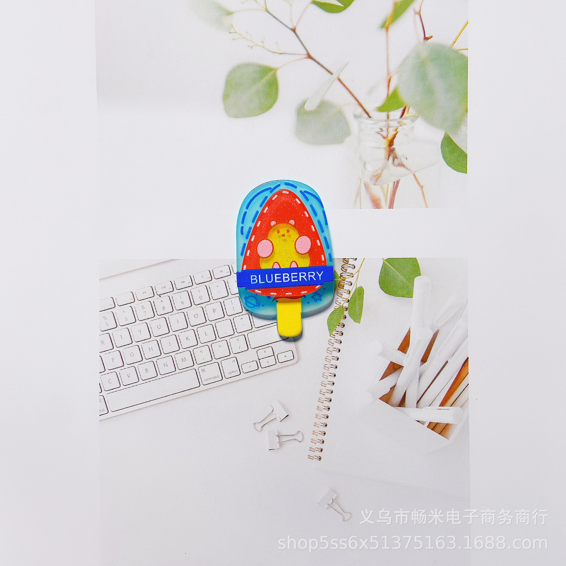 Creative Popsicle tridimensional parche acrílico de doble capa joyería de la cáscara del teléfono móvil con llavero bricolaje pendientes hechos a mano material