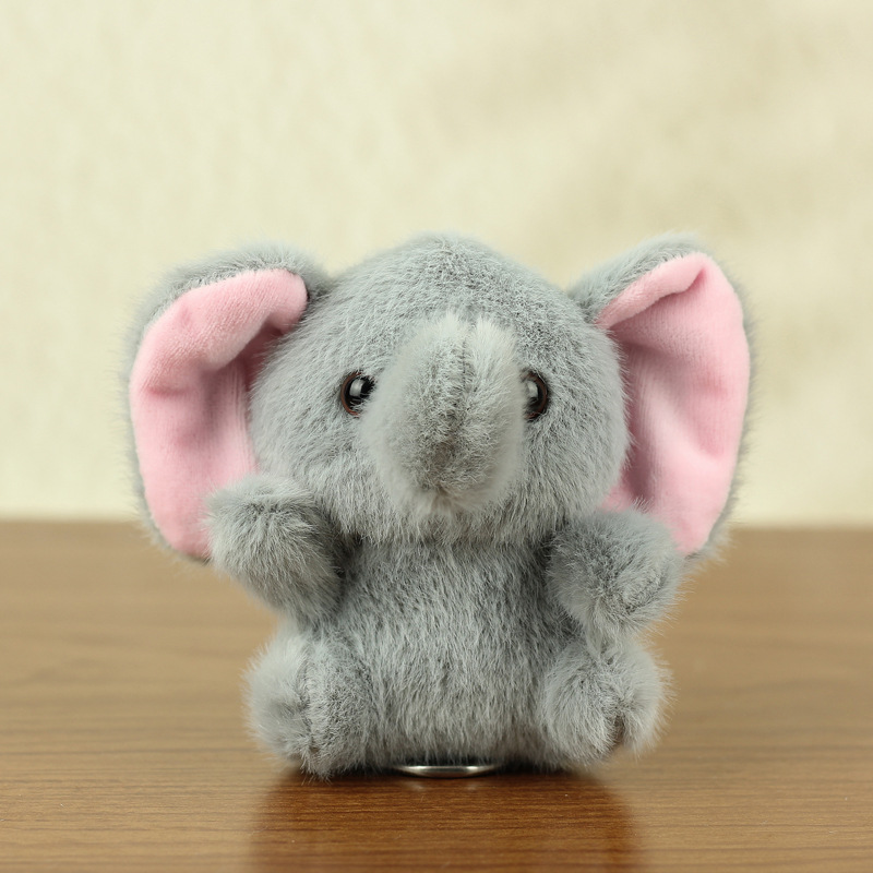 Ventas calientes de chatarra en línea elefante pequeño llavero muñeca colgante juguete de peluche muñeca elefante boda arrojar regalo