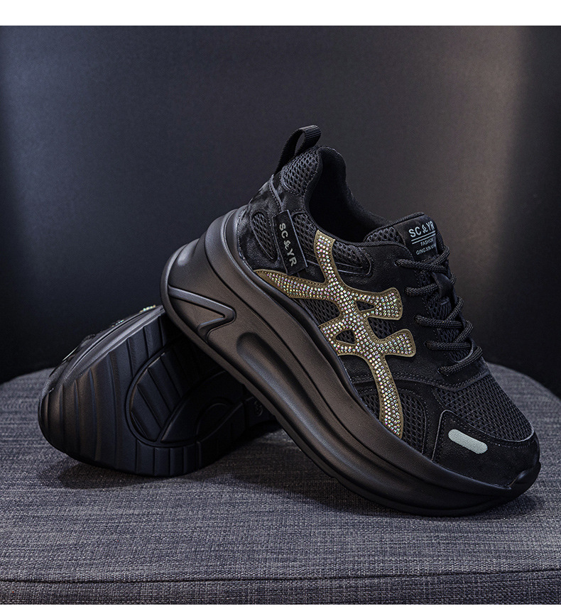 Giày sneaker nữ đế dày tăng chiều cao phong cách dad shoes mới thu 2026 — M2931 màu đen, M2931 màu nâu, M2931 màu xám chi tiết 16
