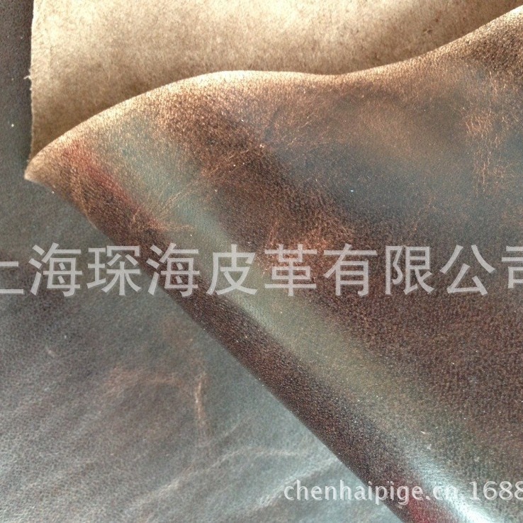 变色油皮 油蜡皮 头层牛皮 整张牛皮 皮革皮料 牛皮面料 咖啡色
