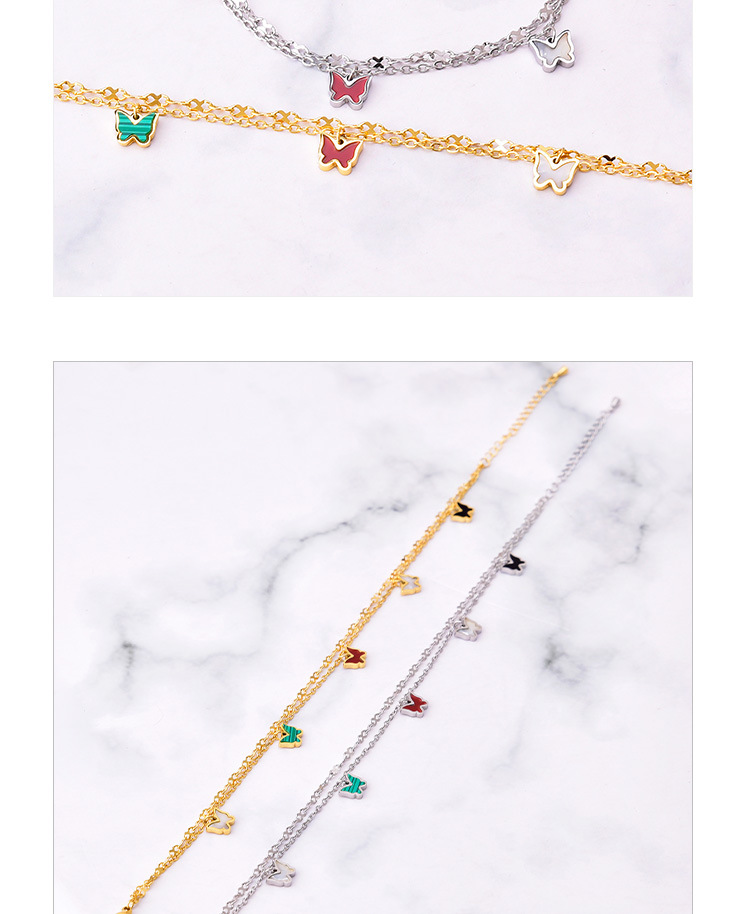 Fashion Butterfly Stainless Steel Inlay Shell Womenu0027S Anklet