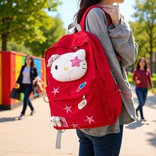 可爱卡通猫咪双肩包开学季新款大学生书包大容量时尚星星外出背包