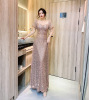 Starry sky, evening dress for bride, nail sequins, Korean style, square neckline, with short sleeve