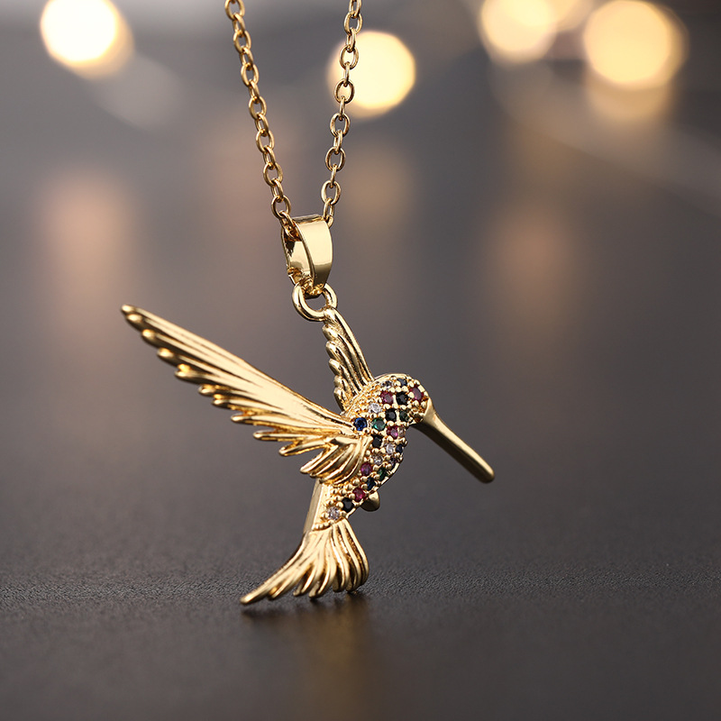 Simple Style Bird Copper Inlay Zircon Pendant Necklace display picture 1