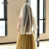 Youlapan V104 кружевная свадебная фата с мягкой сеткой, однослойная короткая фата для свадебного образа