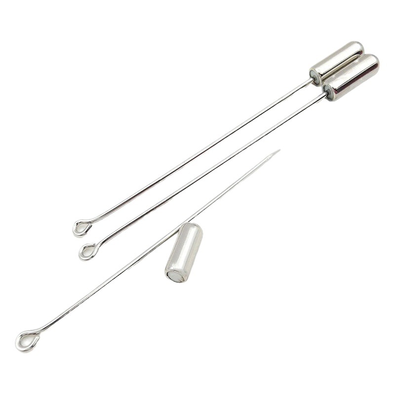 9-word brooch long pin with silicone plug corsage one-word pin copper plated real gold color protection diy handmade jewelry accessories