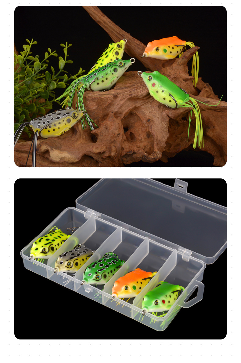 Lifelike Frog Lures 10 colors Soft Plastic Frog Lures  Fresh Water Bass Swimbait Tackle Gear