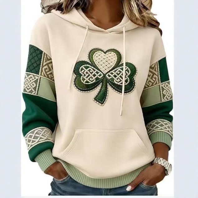 2025 New European and American Style Knitted Patchwork Clover Sweater for Women, Loose Pullover for Autumn and Winter, Cross-Border Fashion Top