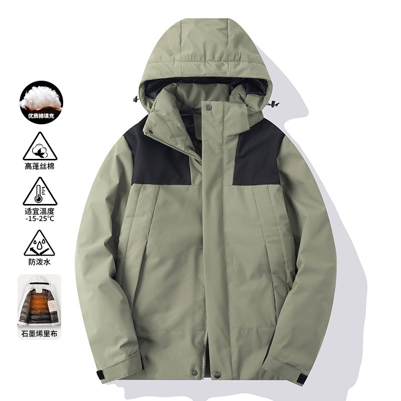 In-stock men's and women's autumn and winter thick cotton jackets, windproof and waterproof outdoor cold-weather mountaineering workwear jackets
