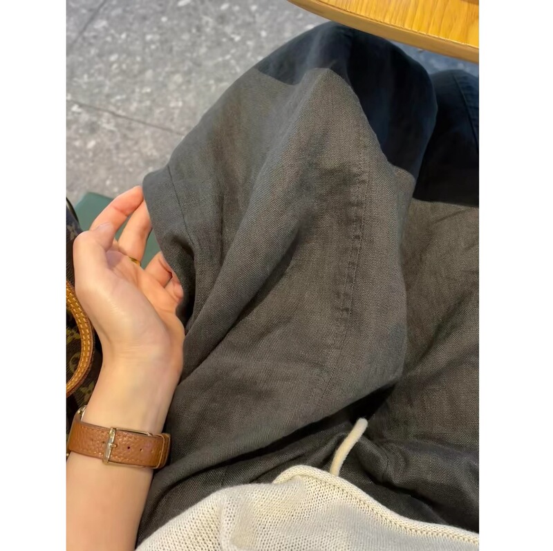 Old Money Style Linen Wide-Leg Pants for Women, Spring and Summer Thin Style, Plus Size, Lazy Style, High-Waisted, Loose Fit, Casual Long Pants Old Money Style Linen Wide-Leg Pants for Women, Spring and Summer Thin Style, Plus Size, Lazy Style, High-Waisted, Loose Fit, Casual Long Pants