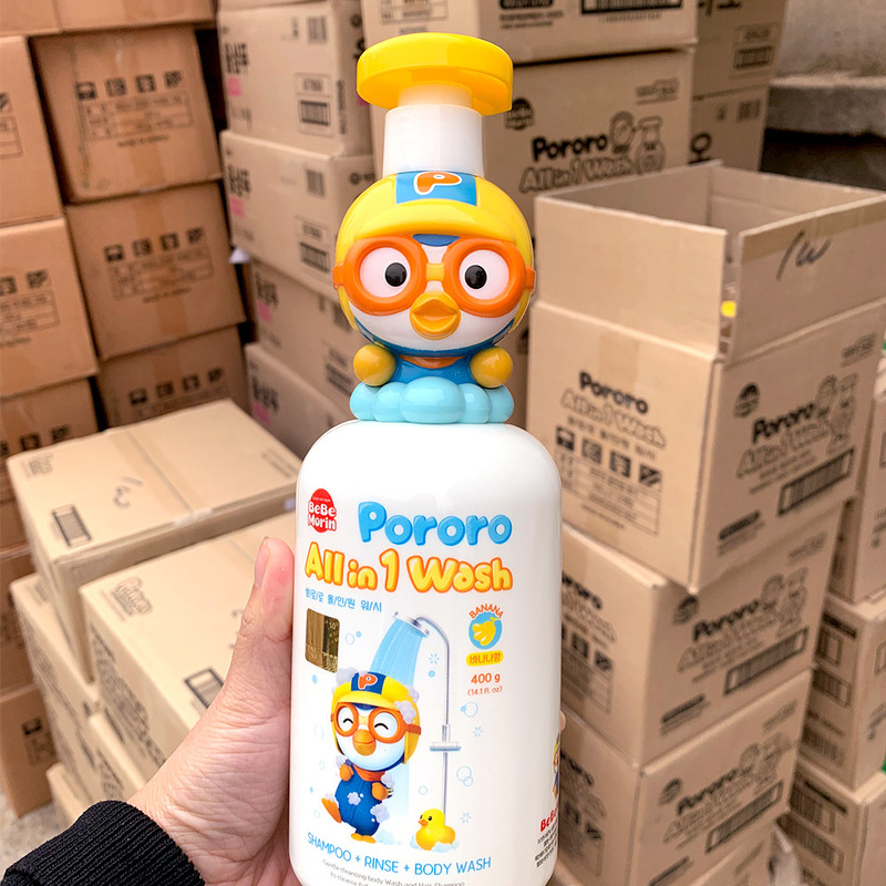 韩国进口 Pororo宝露露新款儿童洗发护发沐浴三合一花香味香蕉味|undefined