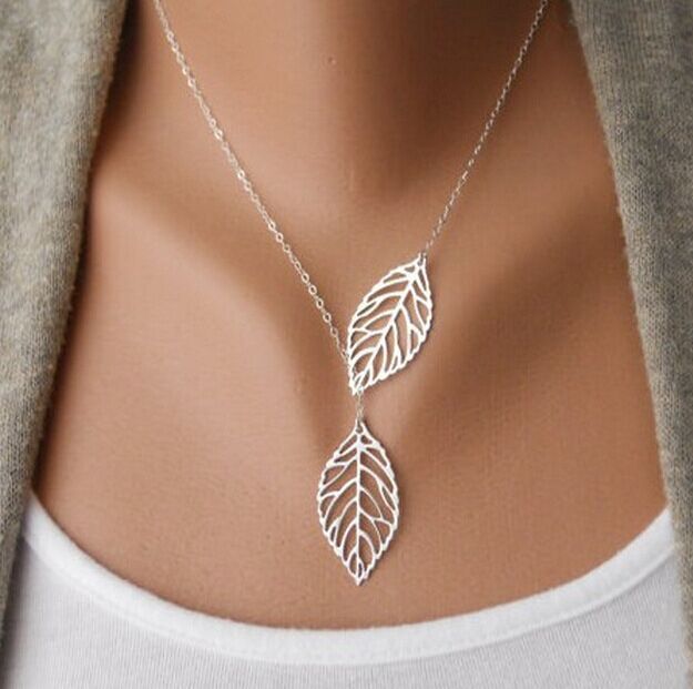 Simple Style Leaf Alloy Plating Metal Pendant Necklace